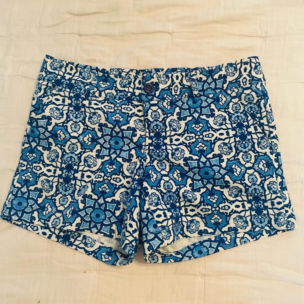 Jade Blue Mosaic Print Jean Shorts